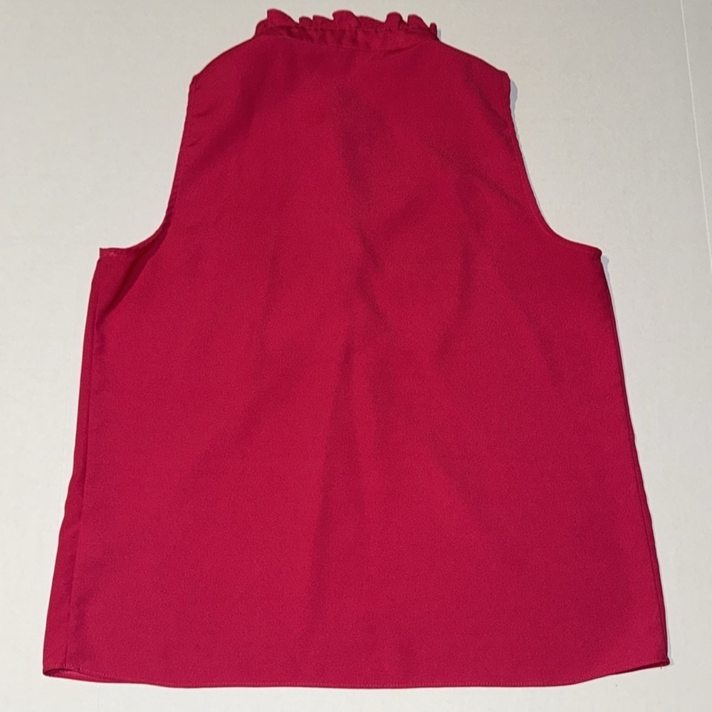 J.Crew Factory Women's 8 - Begonia Pink Ruffle-Trim Henley Tank Blouse‎ - Picture 5 of 7